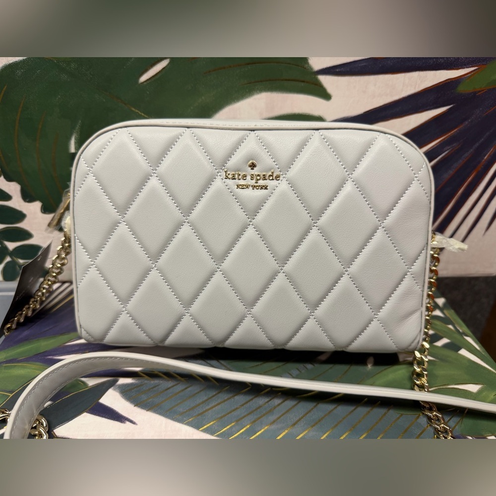 kate spade Quilted Crossbody Bag in Light Blue with Gold Hardware
